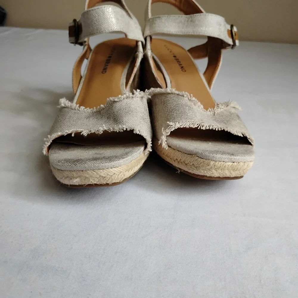 Lucky Brand Sandals 9.5 Mindra‎ Espadrille Wedge Beach Boho Resort
